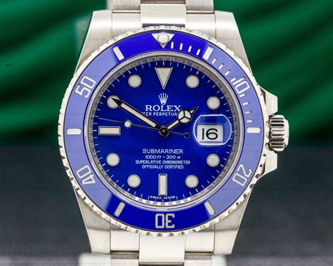 rolex submariner white gold blue face|Rolex Submariner blue bezel price.